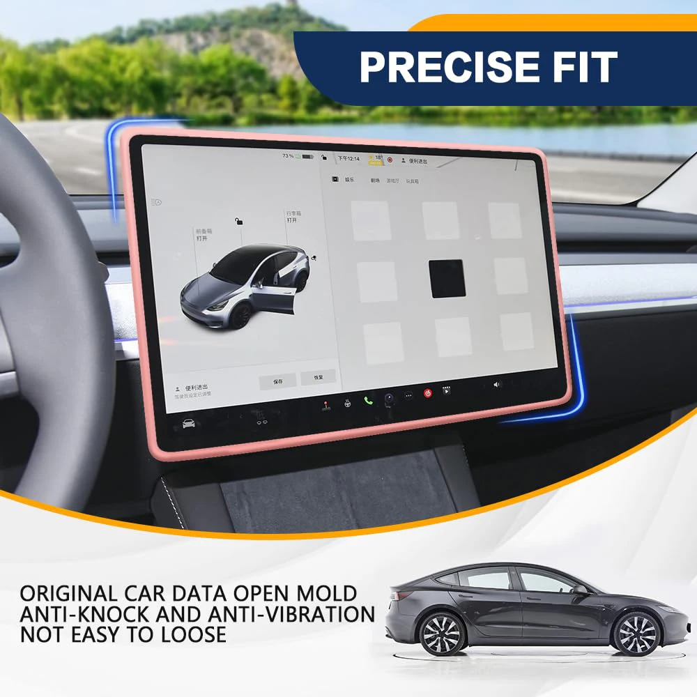 Screen Protector Silicone Frame For Tesla Model Y/3 Center Control Touchscreen,Knee Protection,Skin Friendly,Cover Accessories