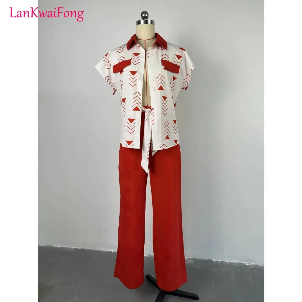2024 Summer New Street Style Fashion Set Polo Neck Short Sleeved Shirt Linen Top Tied Wide Leg Pants Two Piece Set Wholesale