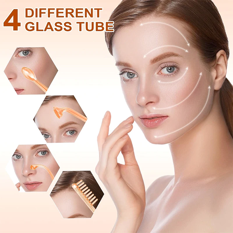 جديد برتقالي عالية التردد جهاز للعناية بالوجه عصا العلاج الكهربائي أنابيب الأرجون النيون الصولجانات المضادة للتجاعيد وتجديد شباب الجلد عصا التجميل