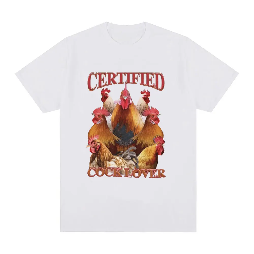 Certified Cock Lovers T-shirt Funny Chicken Meme T Shirt Men Women 100% Cotton Casual Short Sleeve Oversized T Shirts Streetwear