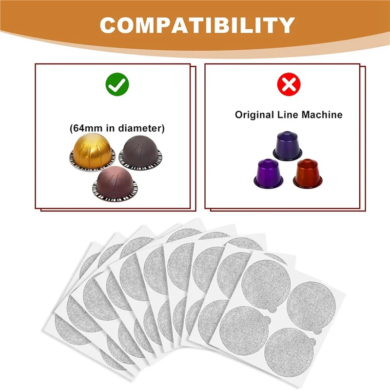 A44T Aluminum Foils Lids Seals - Reuse Capsules Coffee Pods 240Pcs, For Vertuoline Vertuo Reuse Coffee Pods Cover Seals 62Mm