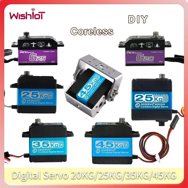 

25KG/35KG/45KG Digital Servo Steel Gear Coreless Motor 180/270/360 Degree with 25T Arm Servos for DIY Robot Car Aircraft Toys