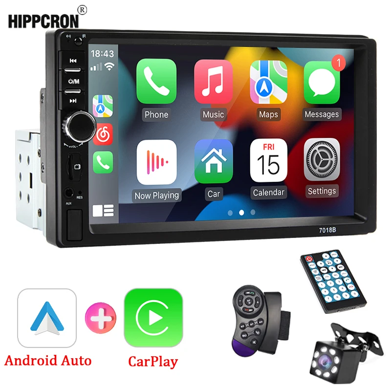 

7inch 1Din Car Radio Carplay Android Auto Multimedia Player HD Bluetooth MirrorLink Auto Radio FM AUX Input MP5 Touch Screen