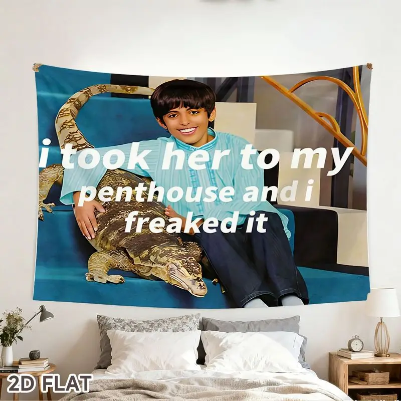 VIKAMA Funny Meme Tapestry, “Lizard Boy” Humorous Text Wall Hanging, Unique Realistic Style Decor for Bedroom, Dorm, and Home