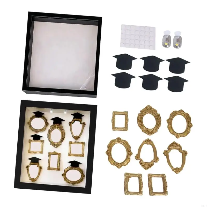 Mini Museums Type Photo Box Family Memory Photo Display Case Frame Photo Box with Light B03E