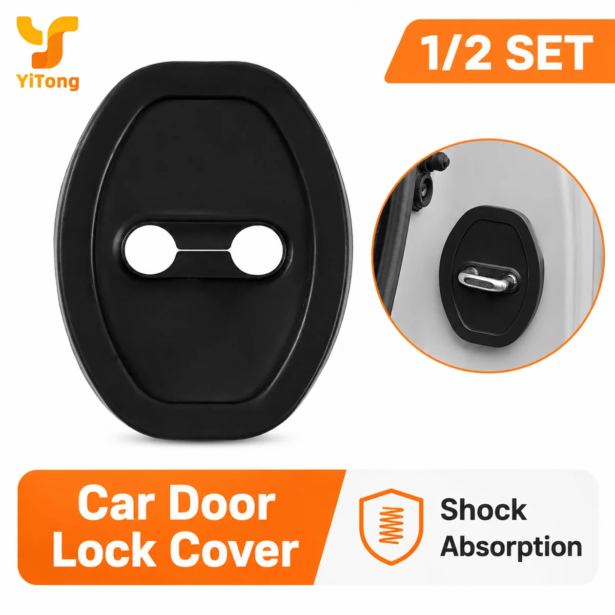 Yitong 1/2Set Car Door Lock Cover Shock Absorbing Buffer Pad Auto Door Latch Protector Anti-abrasion Auto Interior Accessories
