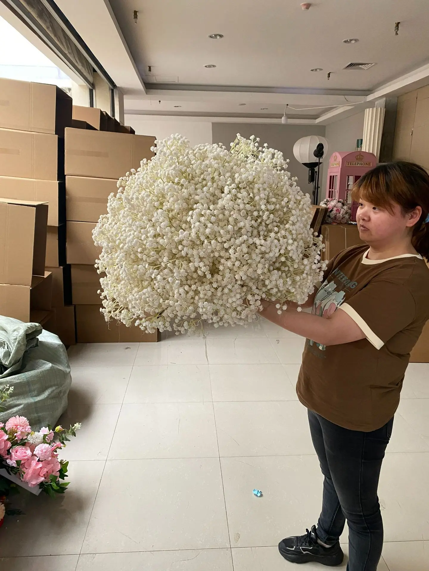 Großhandel Schleierkraut Künstliche Blumenkugel Hochzeitstisch-Mittelstück Blumenarrangement für Zuhause Bühnenhintergrund Künstliche Blumendekoration – Detail 4