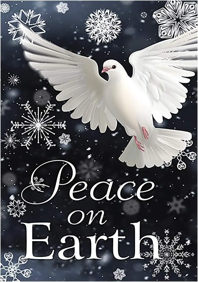 Morigins Peace on Earth Pigeon Decorative Snowflake Winter Garden Flag 12.5 x 18 inch TTW LLG GGO llz