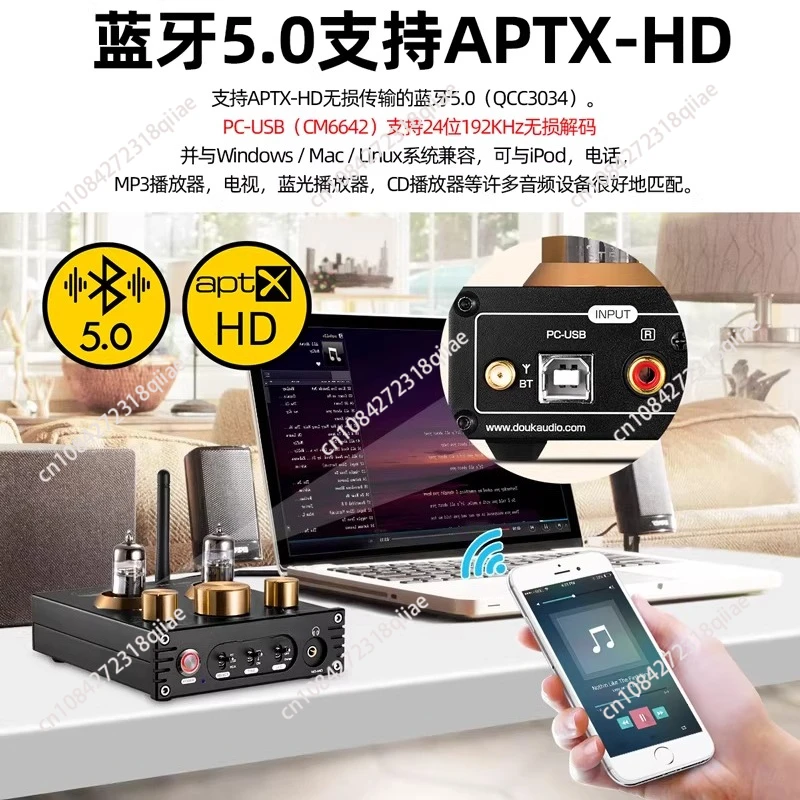 Bluetooth 5.0 Receiver P1 Bile Pre-Stage Vacuum Tube Pre-Amplifier Bile USB Decoding DAC Headset Amplifier High Bass