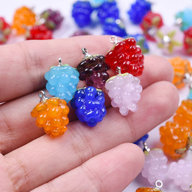 2pcs DIY Fruit Charm Glass Grape Pendants For Jewelry Making Supplies Colorful Materials To Make Earrings Bracelets Accessories