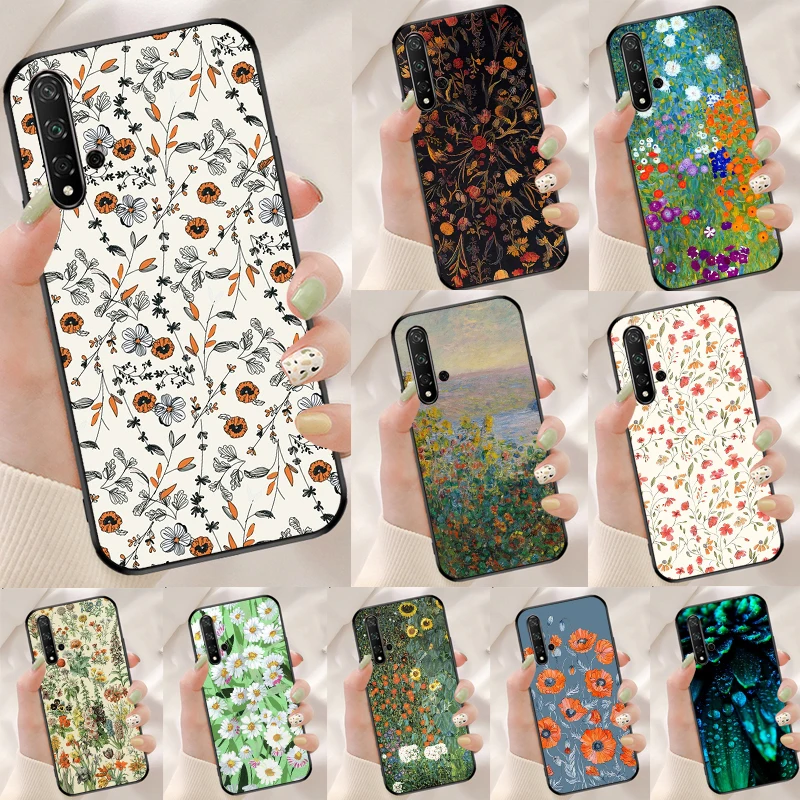 Flower Plant Art Case For Huawei Honor 70 50 X8 X9a Magic5 90 Lite P20 P30 P40 P60 Pro P Smart Nova 5T Cover