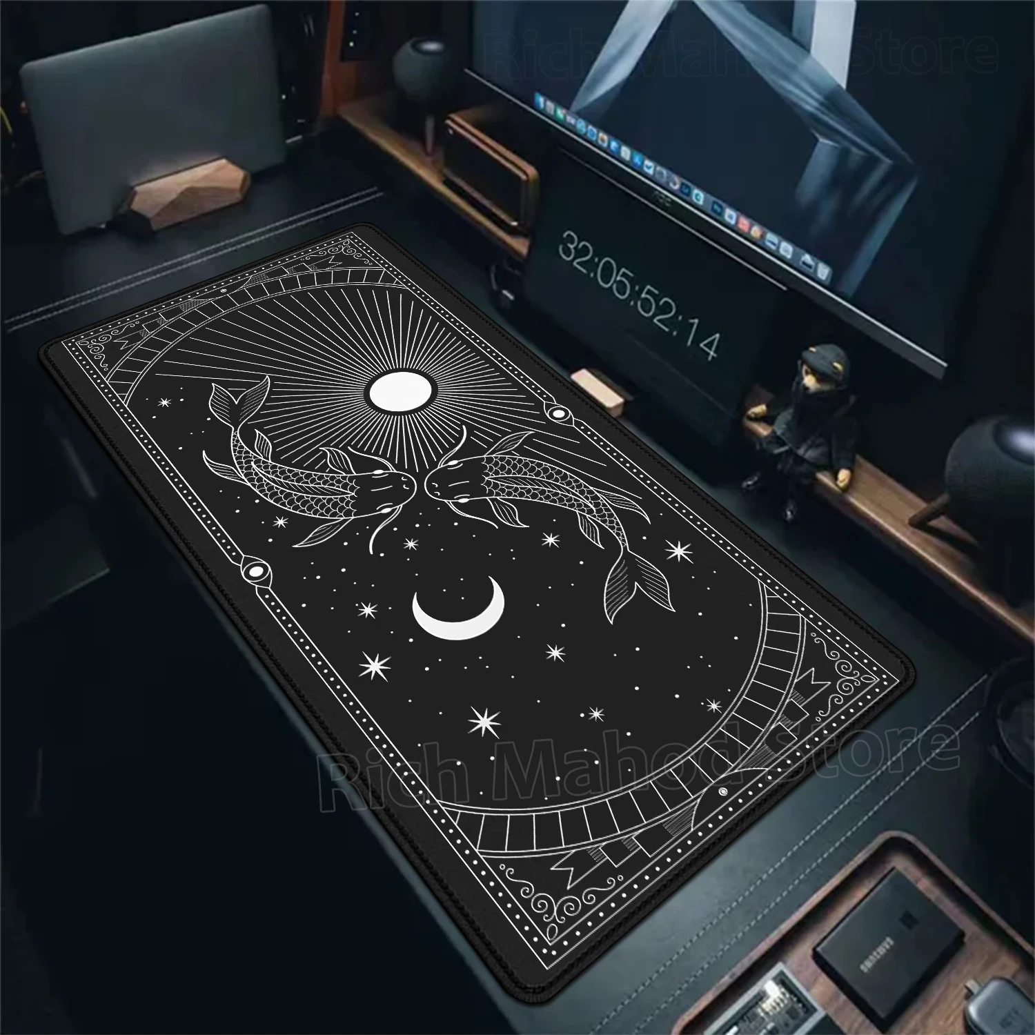 

Yin Yang Koi Fish Large Mouse Pad Black Carpet Computer Mat Gaming Deskpad Xxl Office Mouse Mat Pc Accessories Laptop Tablepad