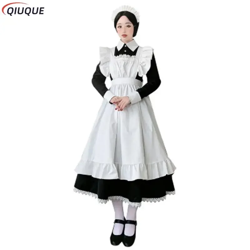 Abito da cameriera da donna, abito lungo anime, abito da cameriera di corte francese, abiti in costume cosplay Lolita