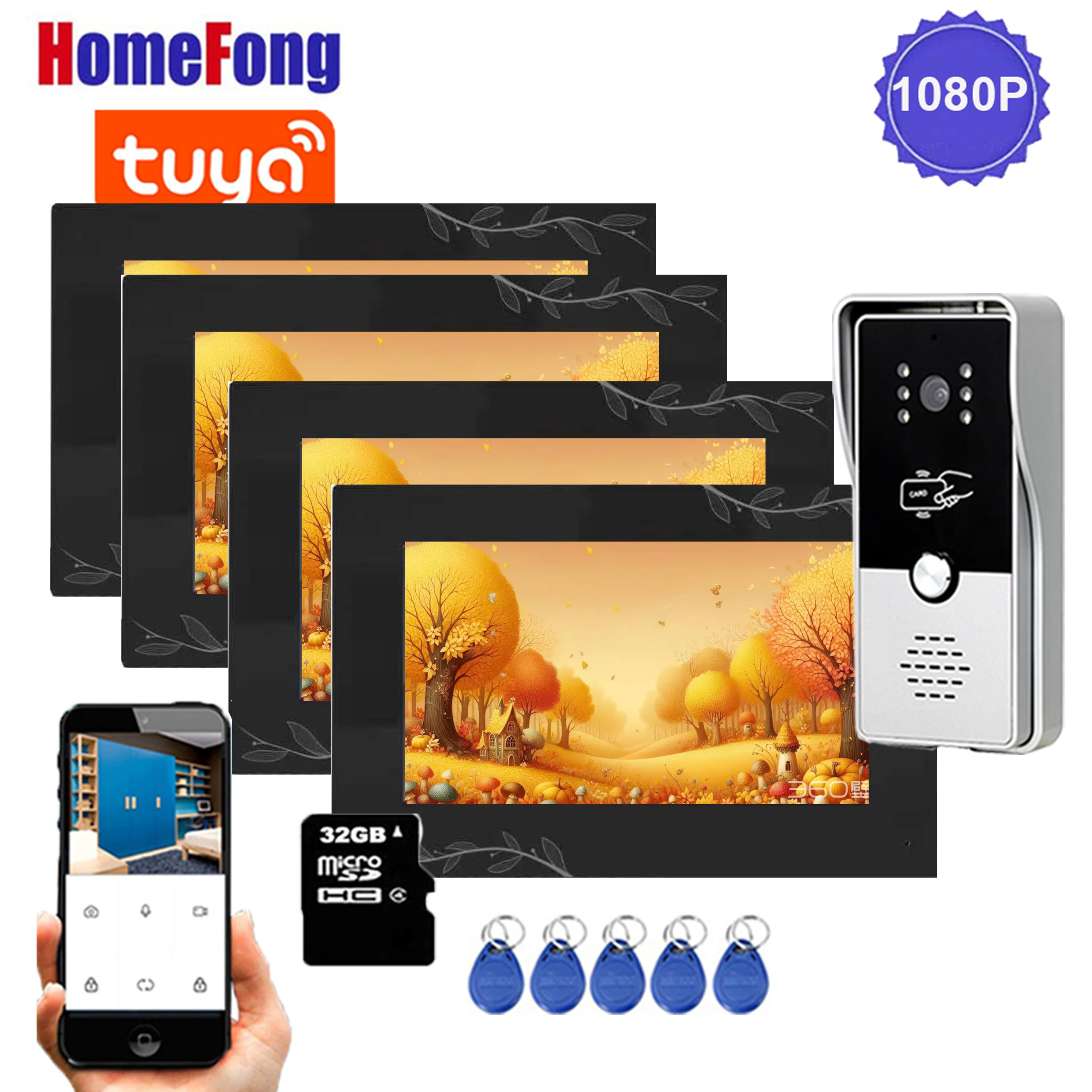 Homefong  7 Inch Video Intercom System For Home 1080P Wifi WIreless Tuya Door Phone Multiple Monitor and Outdoor Doorbell Call