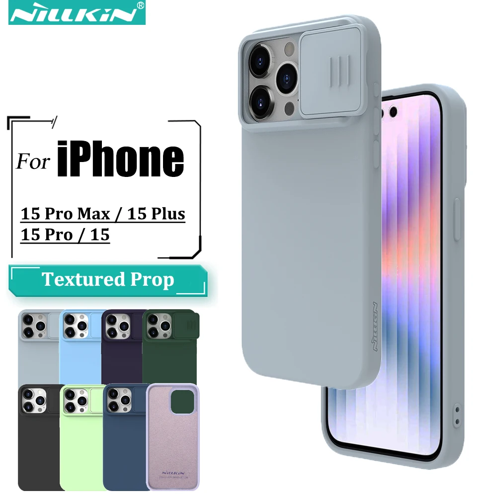 NILLKIN for 15 Pro Max CamShield Silky soft liquid silicone case anti slide Lens slide for iPhone15/15 Plus/15 Pro