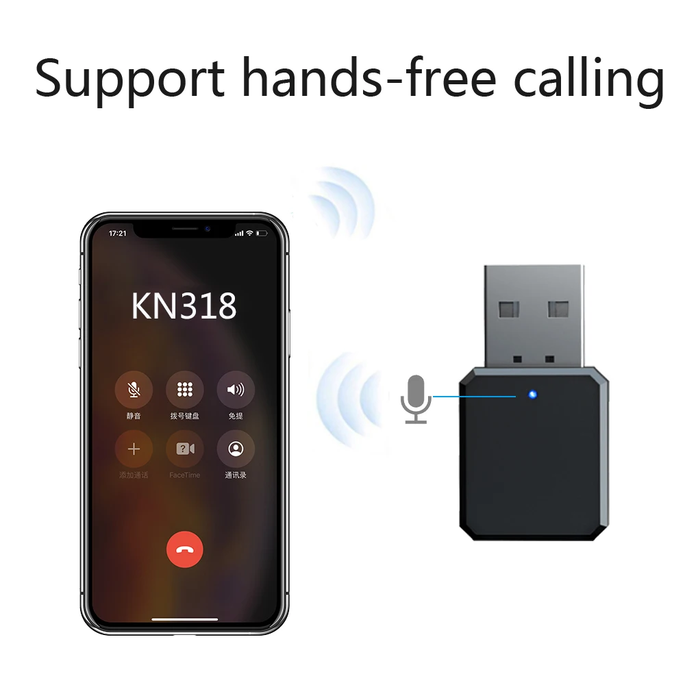 Telefon bezgłośny KN318 5.1 odbiornik Audio podwójne wyjście AUX USB Stereo Adapter Audio odbiornika wideo Adapter bezprzewodowy połączeń samochodowych