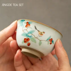 Chinese Ru Kiln Ceramic Teacup Home Boutiques Tea Bowl Handmade Tea Set Accessories Portable Master Cup Tea Table Supplies 90ml