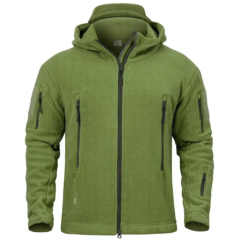 Men's Full Zip Up Tactical Fleece Jacket Thermal Warm Coats Work Coats Hiking Outwear Windbreak