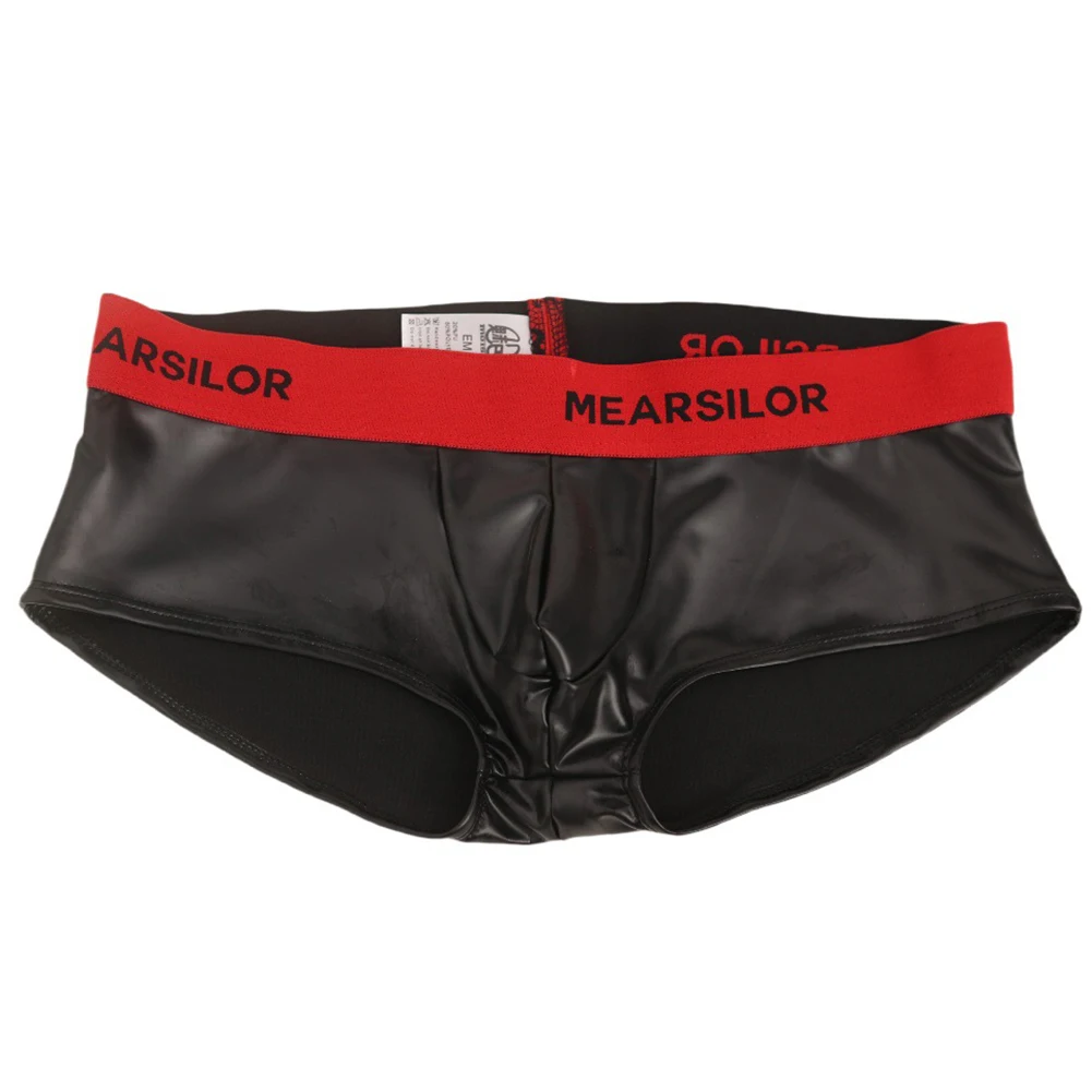 

Men Sexy Latex Ammonia Boxer Shorts Patent Leather Low Rise UPouch Trunk Sexy Accessories Hot Clubwear Underwear Men's Panties