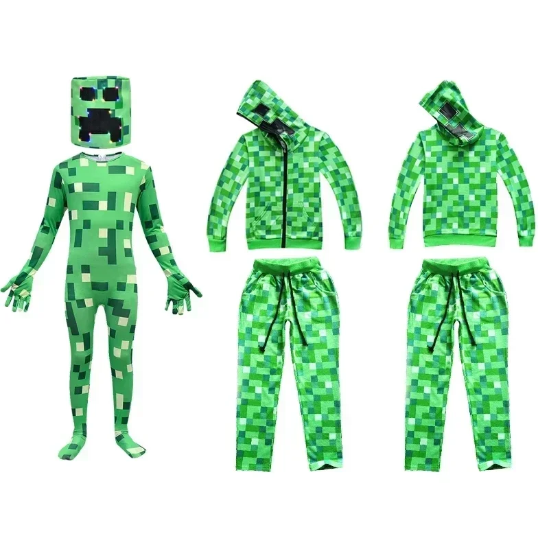 Game Minecraft Cloth Kids Boys Halloween Costume Jumpsuit Mask Children Carnival Party Hoodies Pants Cosplay Creeper Disfraces