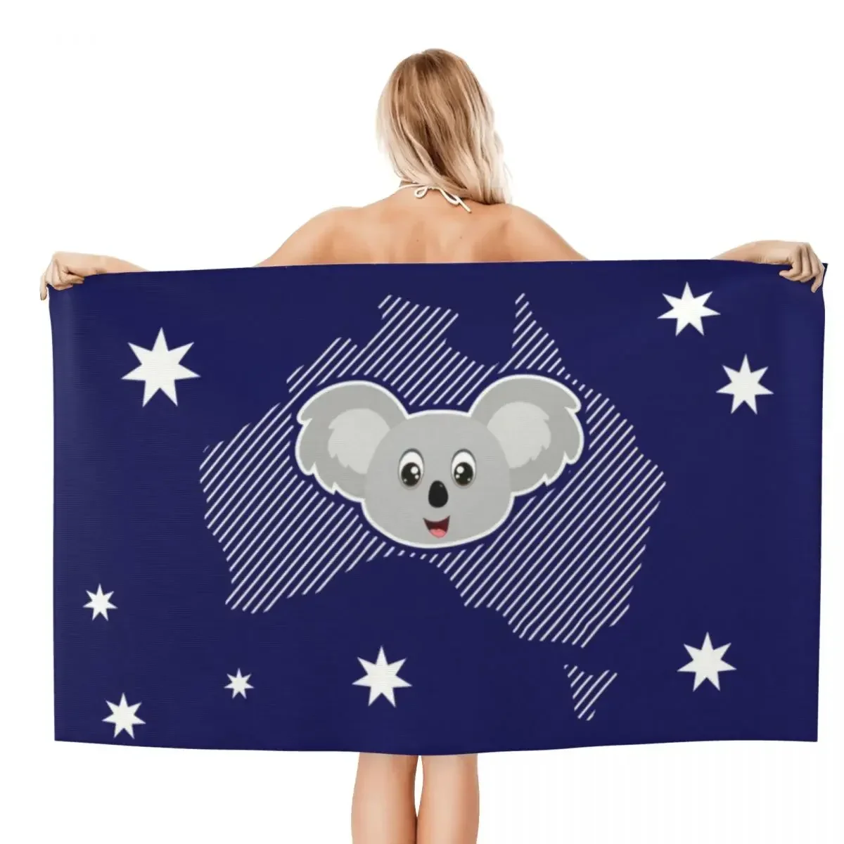 Custom Australian Map Koala Flag Beach Towel Animal Bear Soft Linen Microfiber Pool Towels