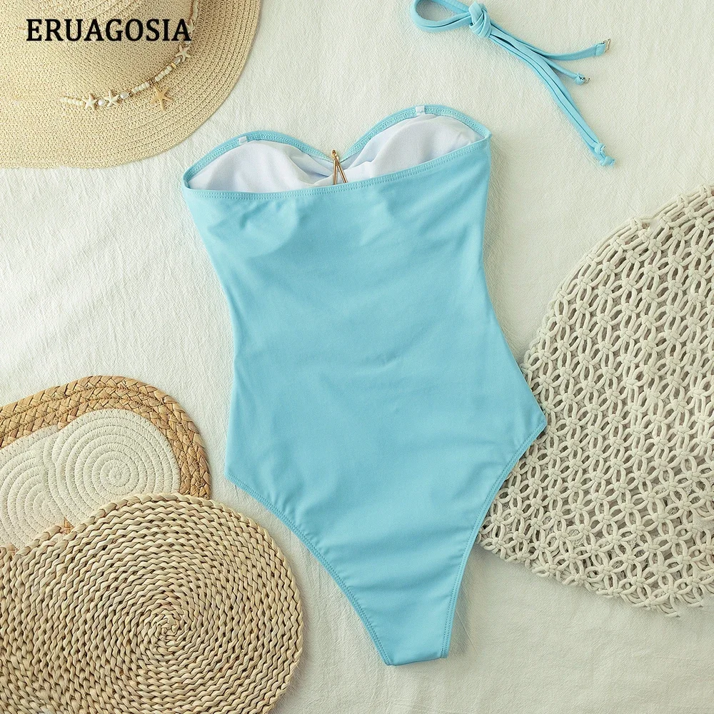 2026 2025 New Sexy One Piece Swimsuit Cut Out Swimwear Women Beachwear Female Bandeau Bathing Suit Monokini One-piece Beach Wear