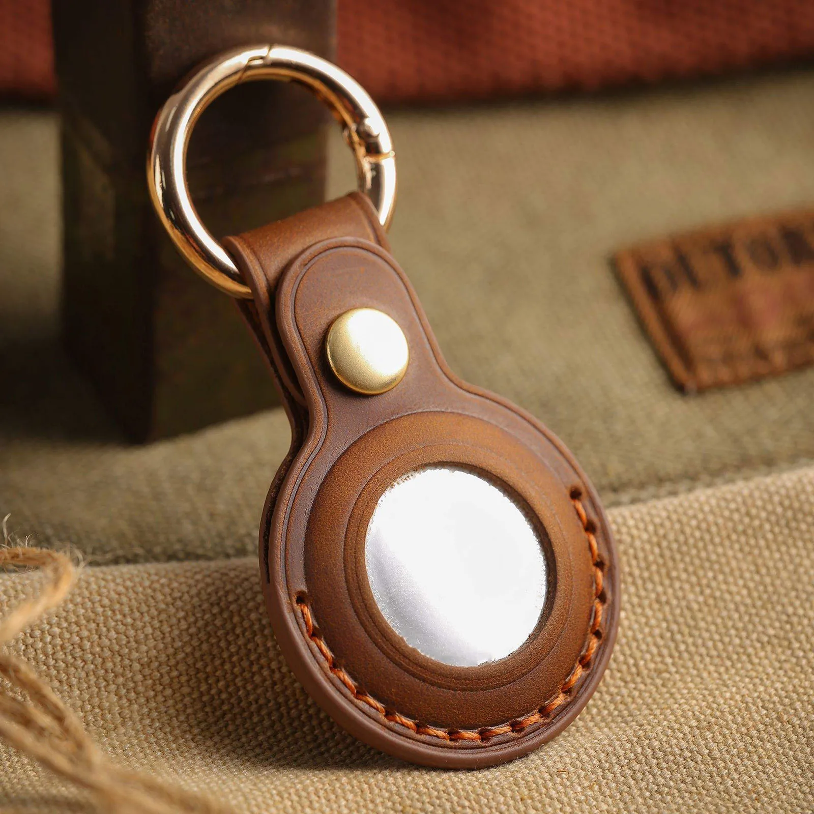 Genuine Cowhide Leather Protective Cover Case Keychain For Apple Airtag 2021 Premium Cowhide Protective Case For AirTag 2021