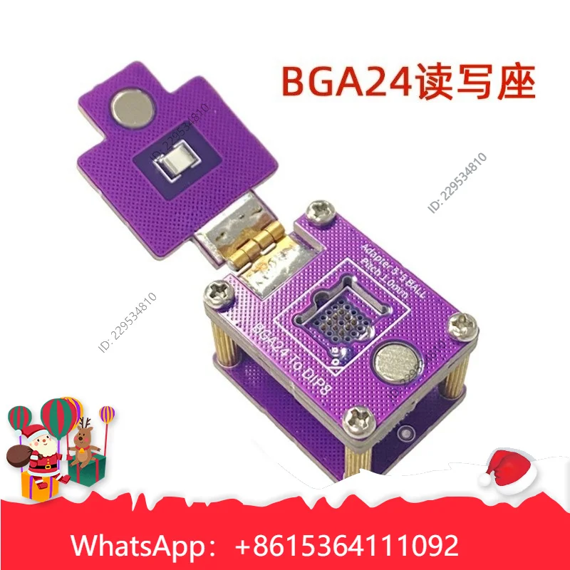 BGA24 read/write socket, chip programming test adapter, 5X5 Ball flip probe IC socket