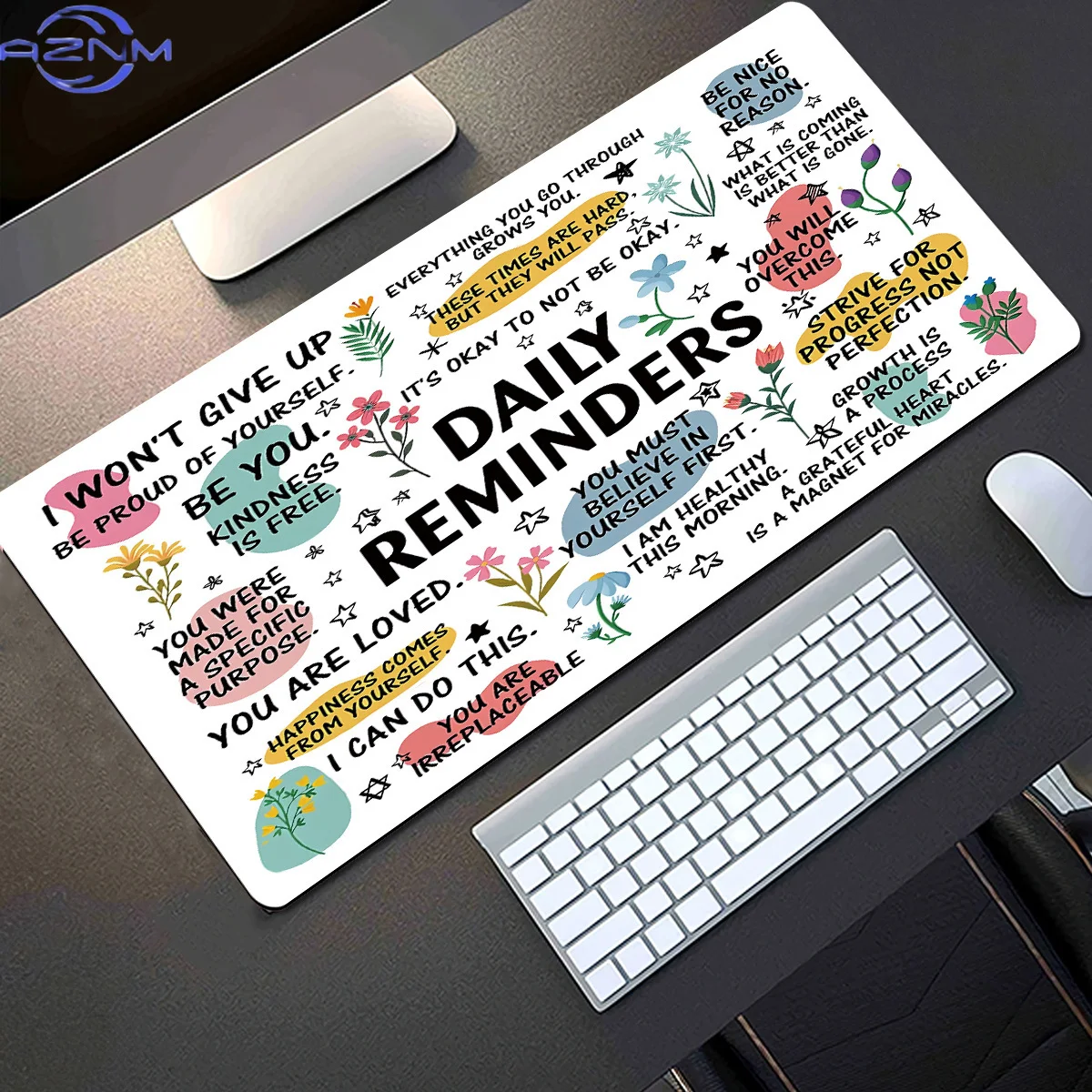 1pc Extra Large Mouse Pad Laptop Keyboard Mat - Inspirational Daily Reminder Mouse Pad with Uplifting Quotes and Floral Design P