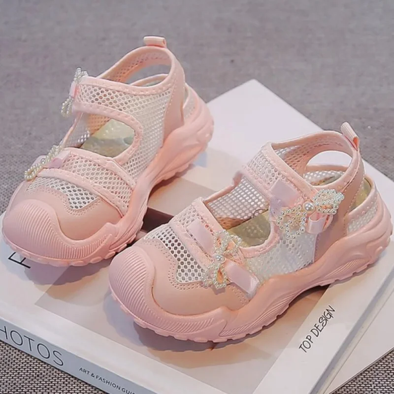 2026 Summer Kids Sport Sneakers for Girl  Lace Mary Jane Flats Lightweight Non-Slip Back To School Children Running Sandals