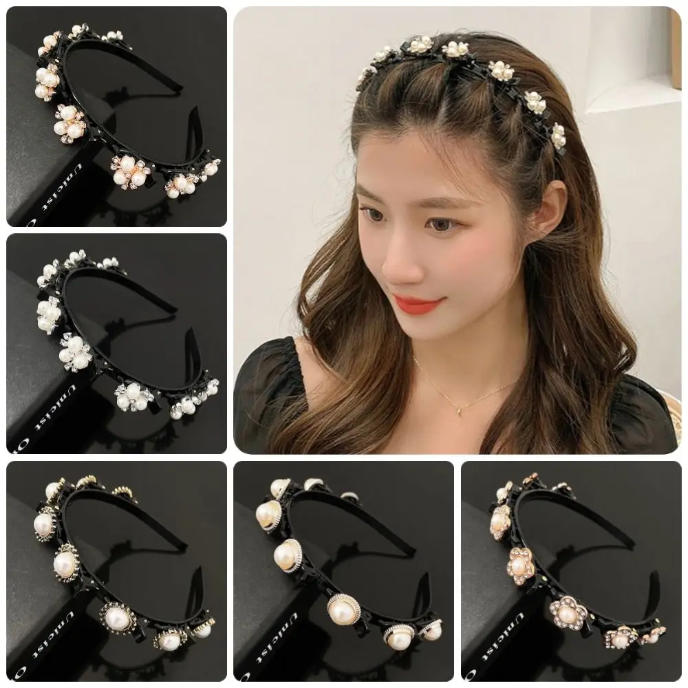 

2024 New Exquisite Black Braided Headband Small Clips Thin Korean Hair Accerrory Elegant Hair Holder for Makeup Wash Face