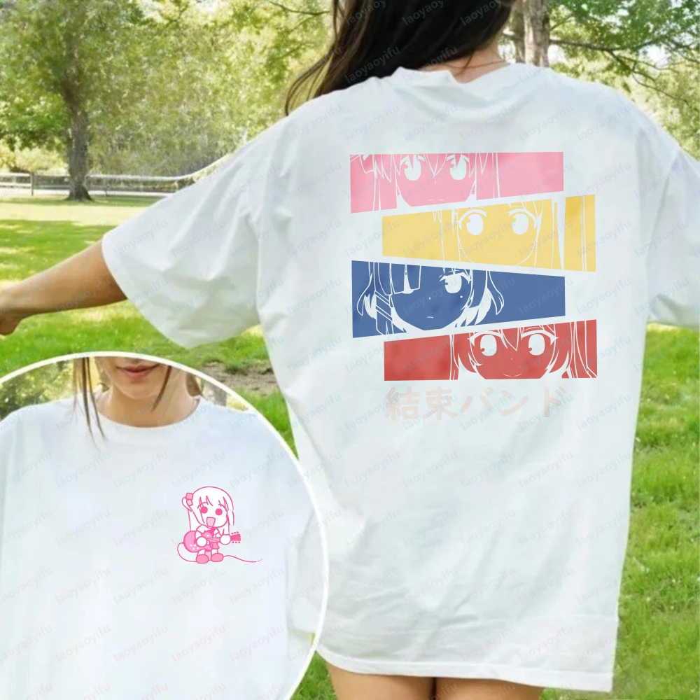 Bocchi The Rock Tribute Cotton T-Shirt Colorful Two-dimensional Fashion Streetwear Tee Anime Fan Gift Clothes for Women Men