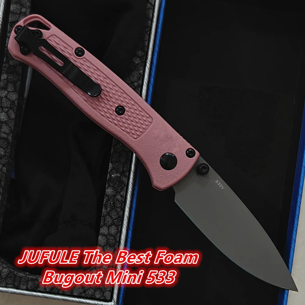 JUFULE Bugout Mini 533 Best Foam Nylon Fiber Handle Mark S30v Blade Pocket Survival EDC Tool Camping Hunt Outdoor Folding Knife