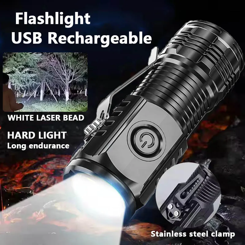 Ultra Powerful Flashlight 3 Core LED Mini Tactical Flashlight USB Rechargeable High Power LED Torch With Magnet Hand Lamp Gift