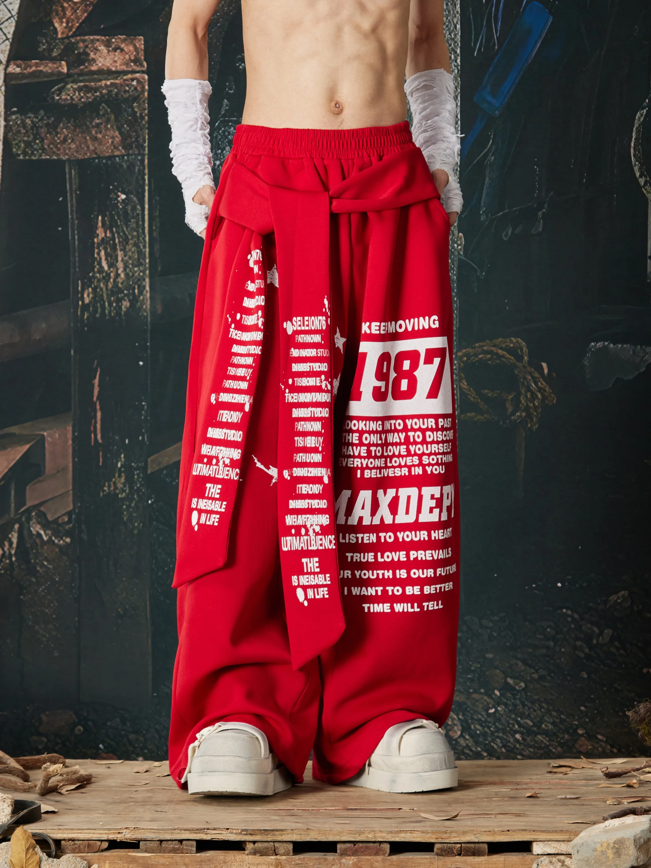 Dance Y2K Style Pants Cross Layer Straps Design Casual Streetwear Wide Leg Cargo Pants For Hip Hop Jazz Sweatpants