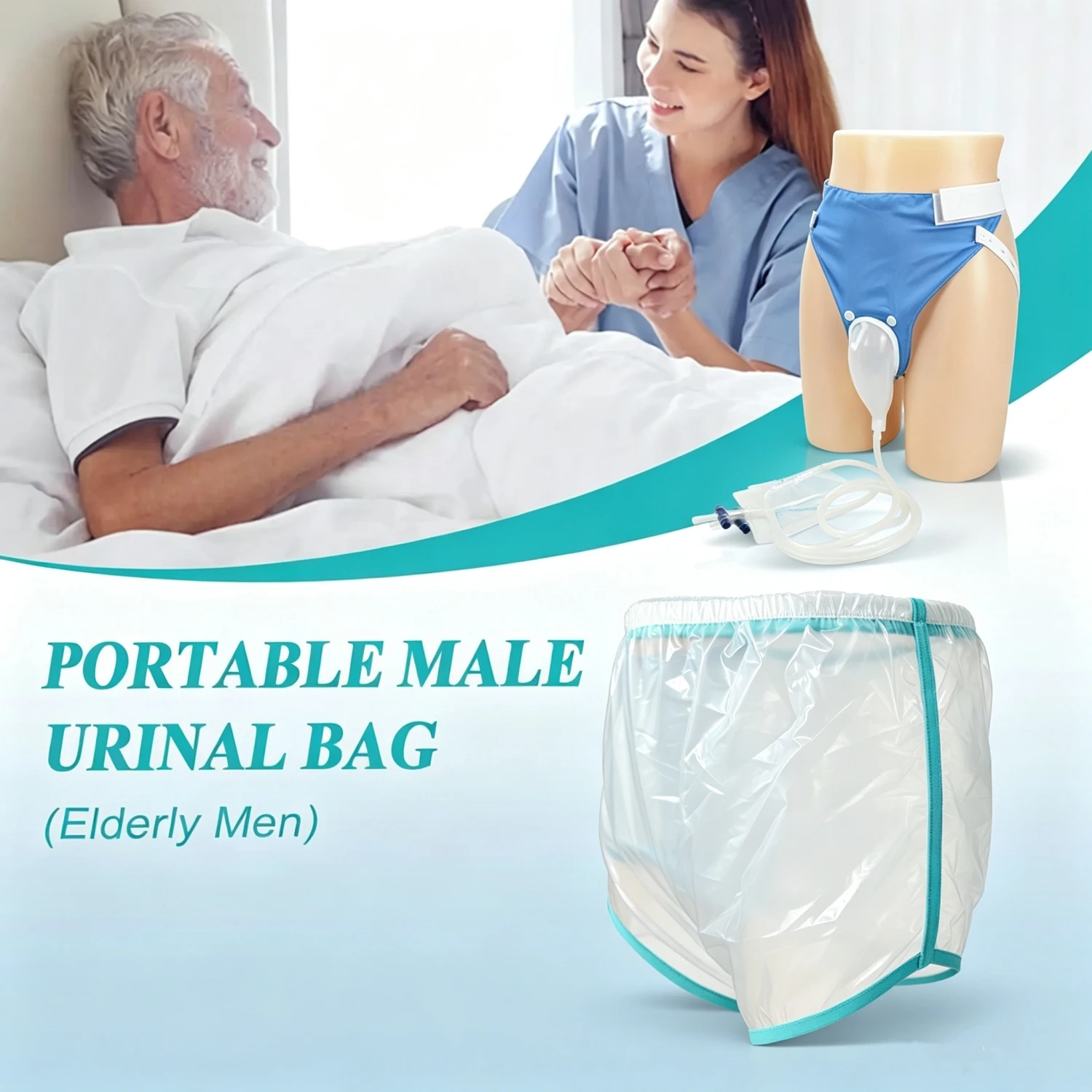 Urinal Collector Reusable for Elderly Urine Bag Urinal Urinary Incontinence Care with Waterproof TPU Diaper Panties