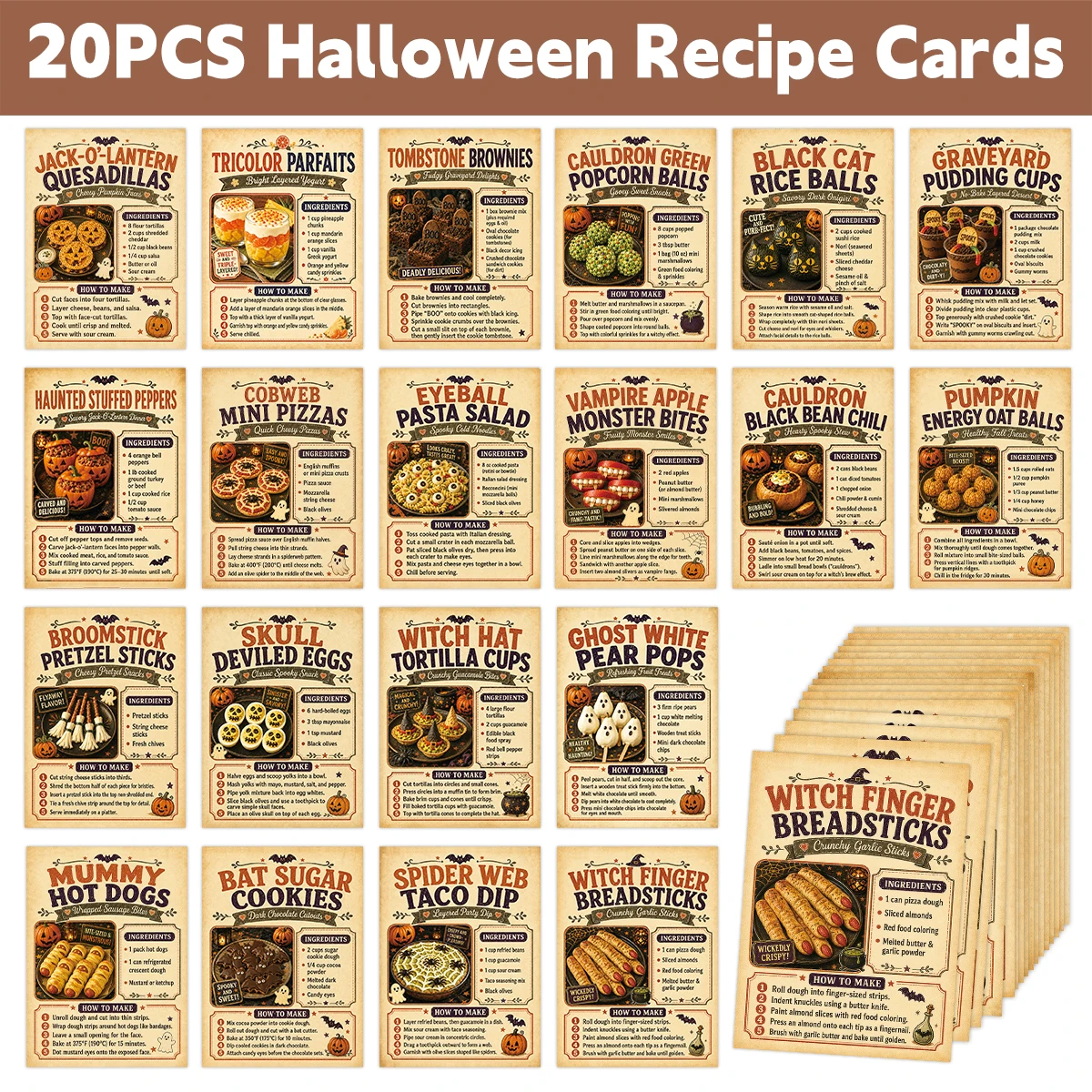 Home Cooking Menu - 20 Cartões de Saudação com Receitas