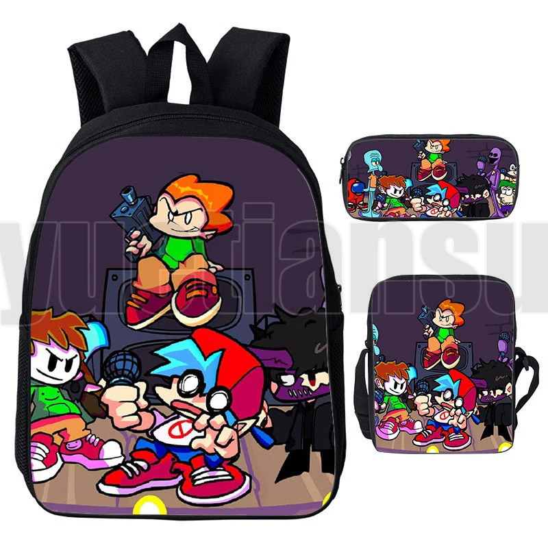 

New 3D Friday Night Funkin Backpacks Kids Pencil Case HipHop Travel Rucksack 3Pcs/Set Mochila Boys Girls School Bag Shoulder Bag