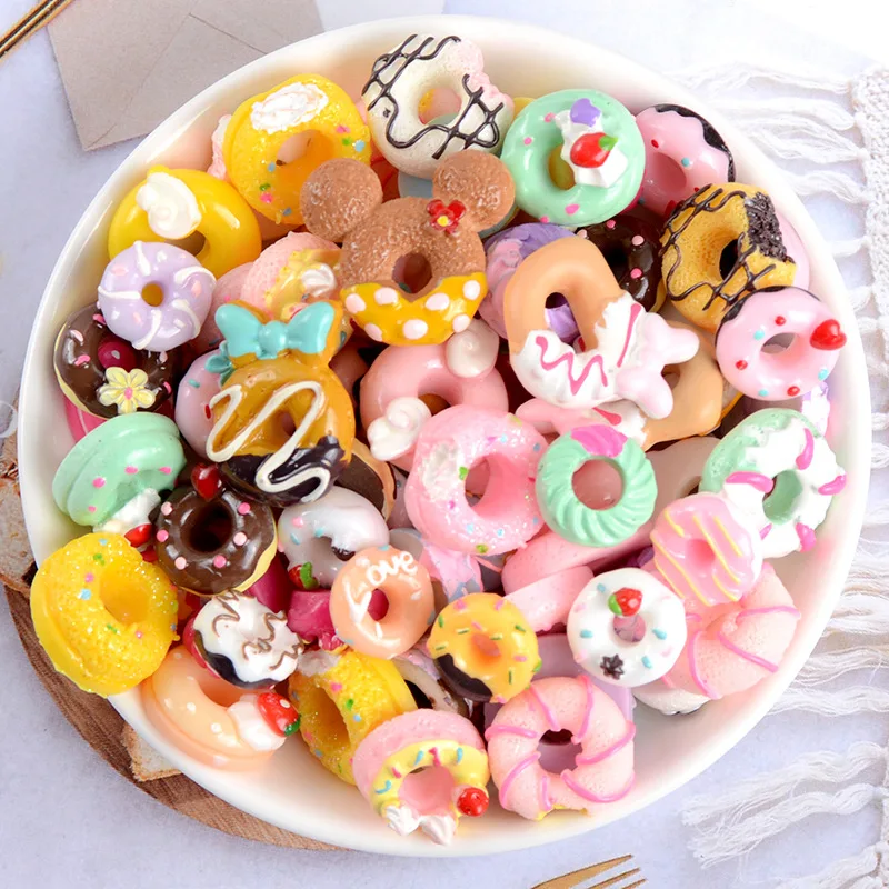 SW03 FuDai 10Pcs Color Series Mini Candy Donut Bread Dollhouse Miniature Cake Accessories Home Craft Cake Kitchen Toys Gift