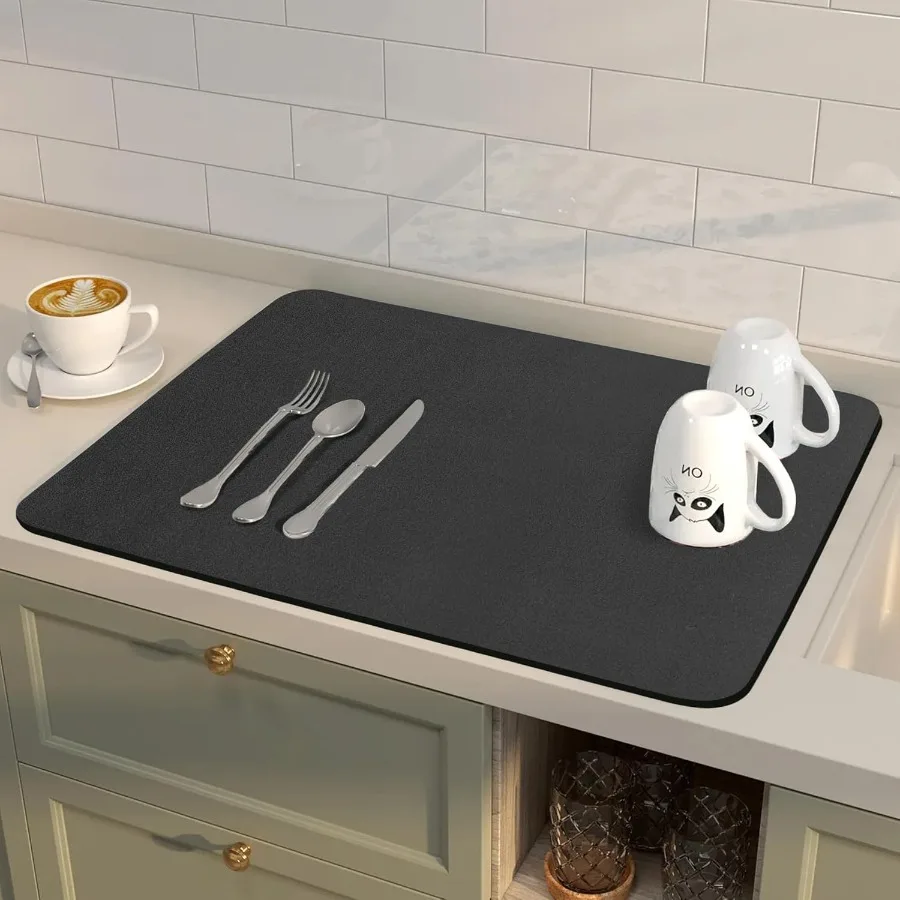 

Dish Drying MatRubber Backed Absorbent Nonslip Heat Resistant Easy to Clean Drying Mat 11.8x15.7 Black