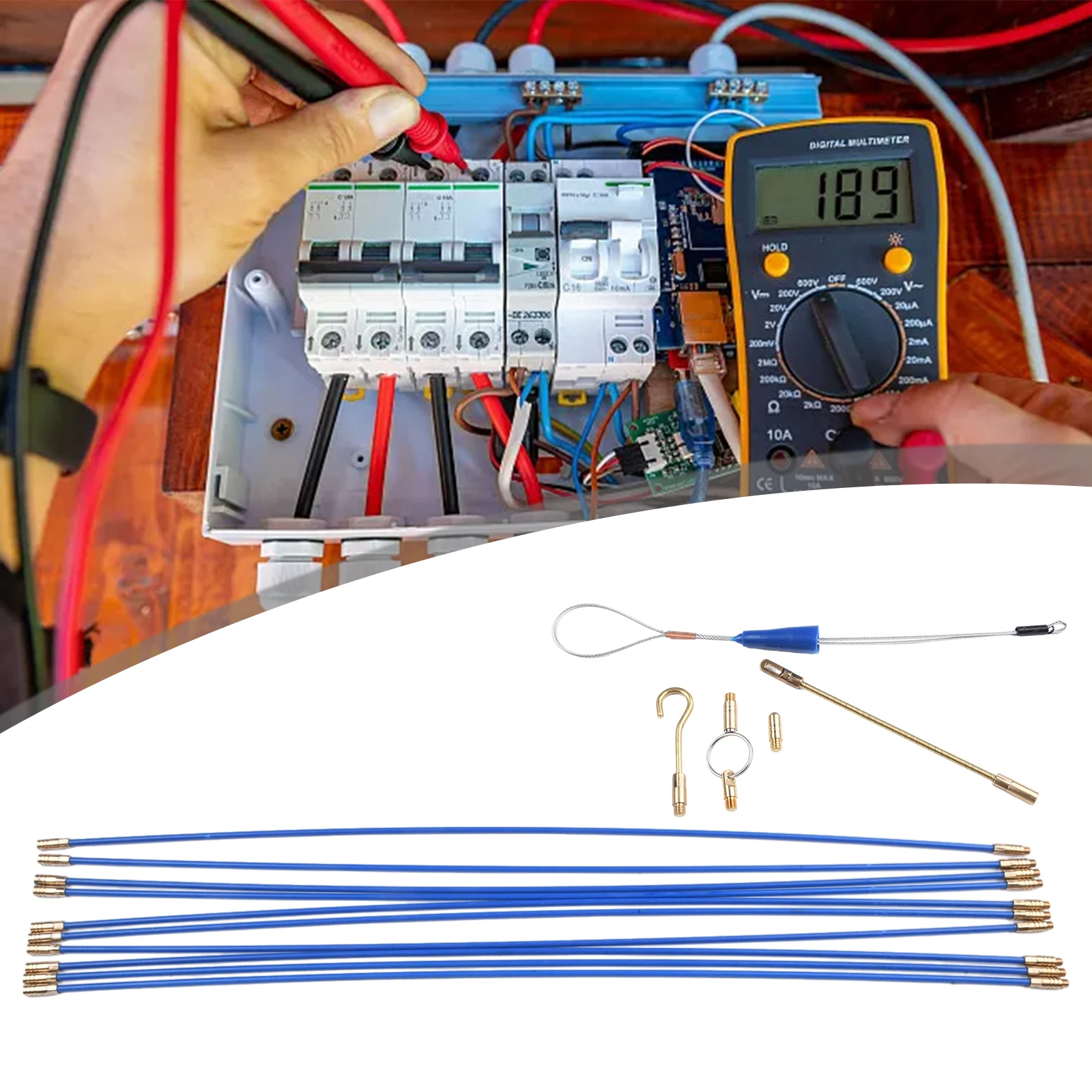 Kit d'entrée de câble de bande de pêche électrique, outil de tiges push-pull en laiton, document réel, fil de course FiViolet, 4 X