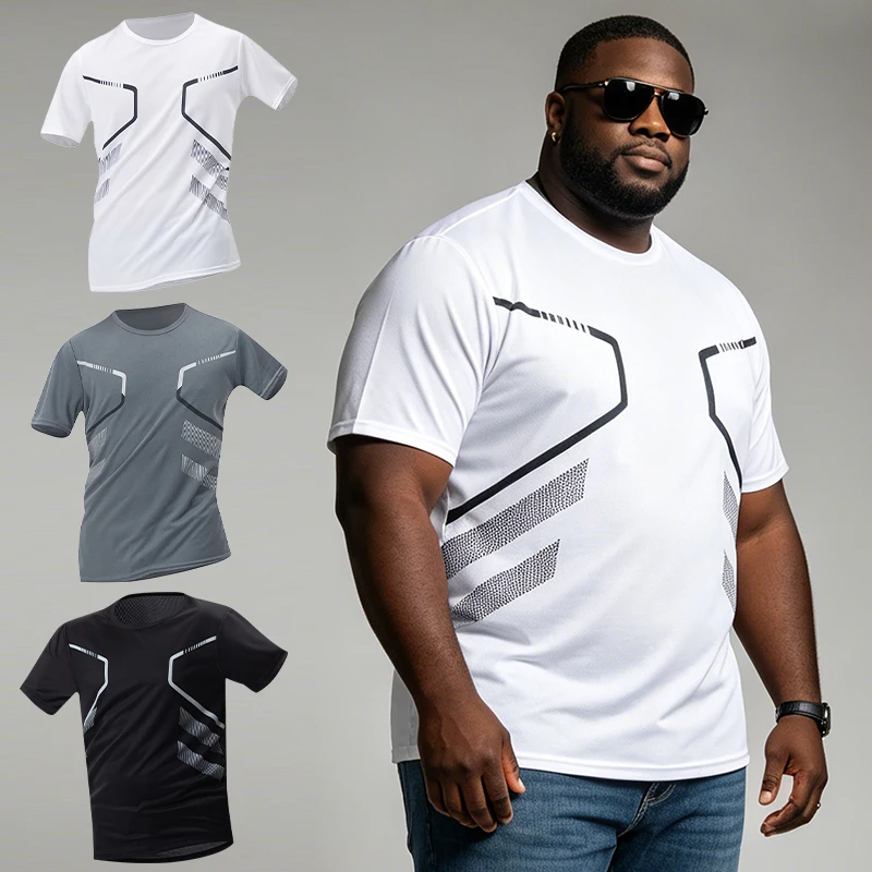 3Piece Men's Plus Size Xl-6Xl Short Sleeved Summer Casual Suitable For Sports Comfort Breathability Sweat Absorption Fashion Top