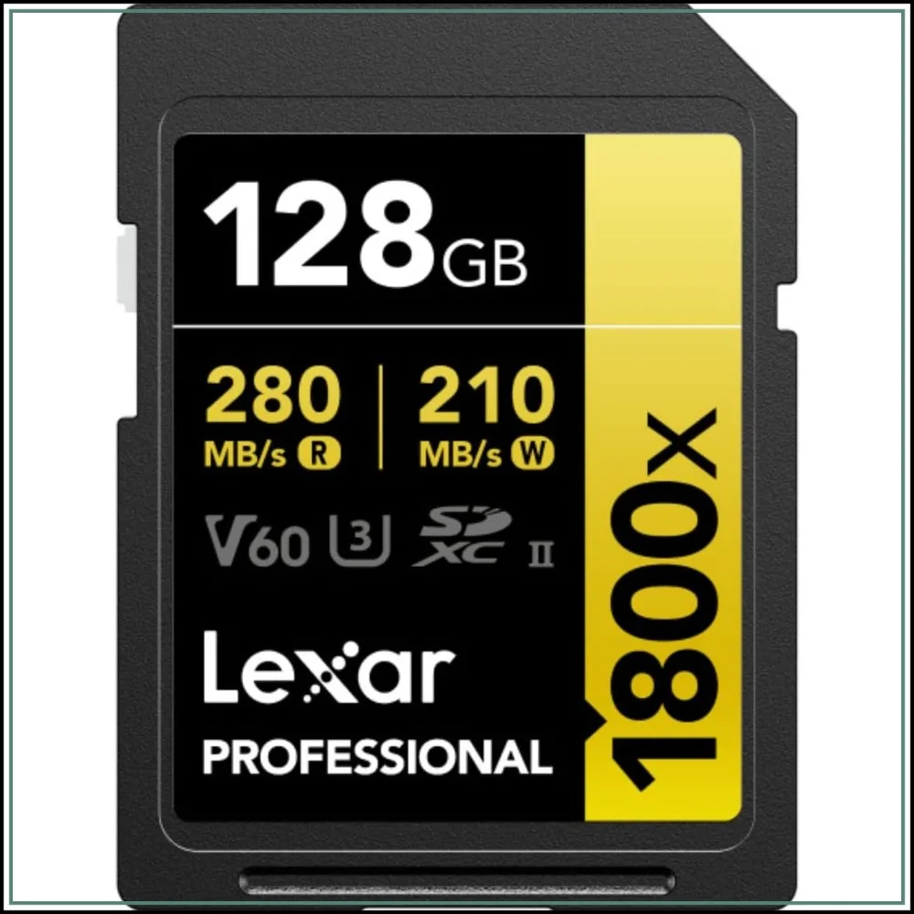 

Professional 1800x UHS-II SDXC Memory Card, 128GB, 280MB/s Read, V60, 4K UHD