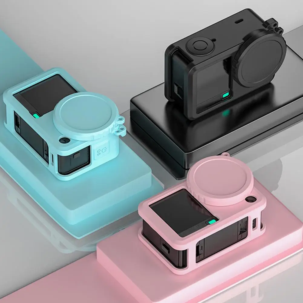 เคสซิลิโคนสีพื้นแบบนิ่ม พร้อมสายคล้องป้องกันการสูญหาย สำหรับ DJI Action 6 ฝาครอบเลนส์ ป้องกันเต็มรูปแบบ อุปกรณ์เสริมสำหรับกล้อง