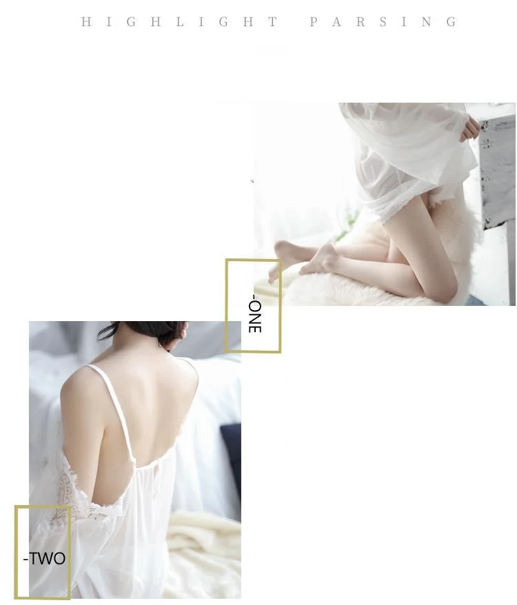 Spaass Lingerie, Sexy Off-Shoulder-Strëmp, Kleed, Perspektiv Mesh-Wimperen, Pyjama-Uniform, Verführerescht Set_voghion.com