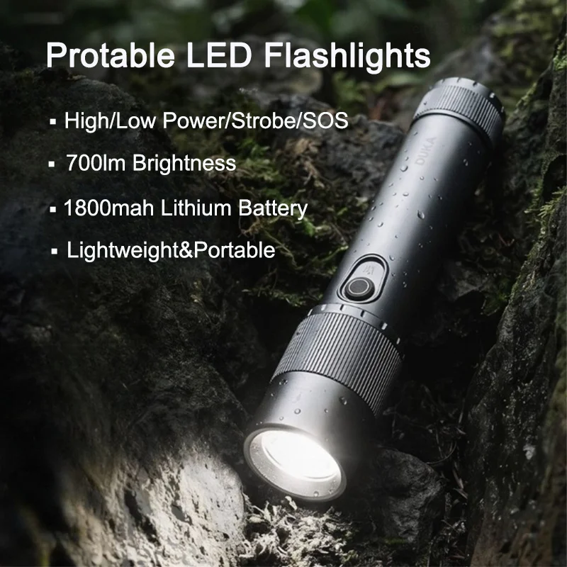 

DUKA Lite1 Protable LED Flashlight Zoomable Torch Rechargeable 4 Modes Waterproof High Power Hand Light for Outdoor Camping