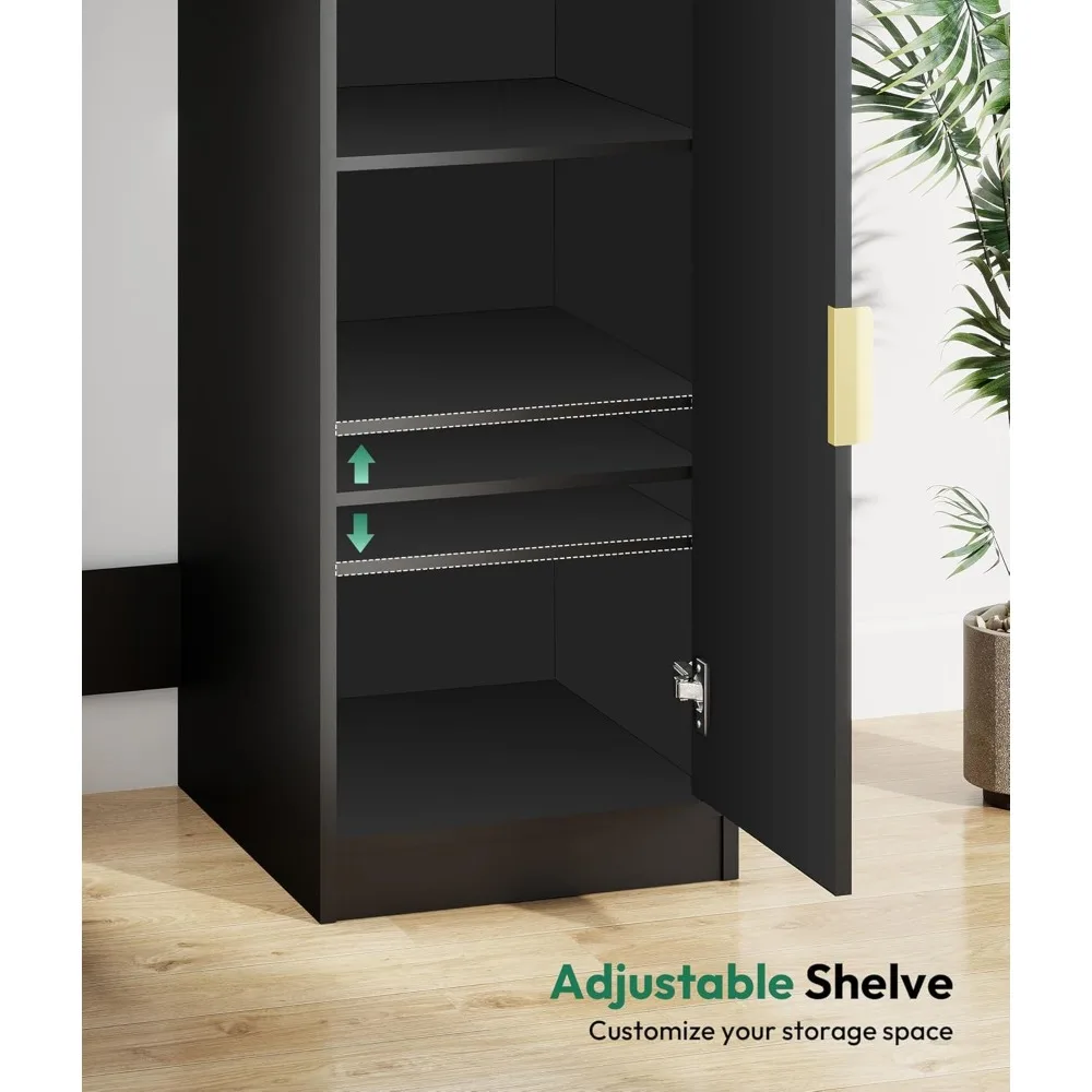 Coffee Bar con spazio per mini frigorifero - Mobile bar con presa di corrente, mini frigorifero scanalato con ripiano regolabile per K