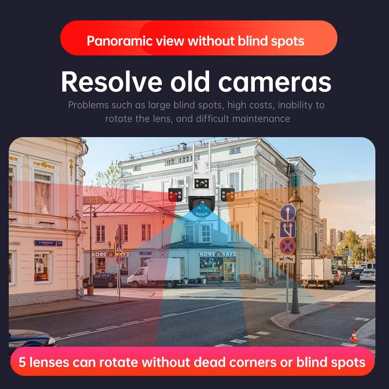 30MP HD WiFi Camera 20X Zoom Five Lens Three Screen Night Vision Two Way Motion Detection Waterproof CCTV Surveillance Cameras