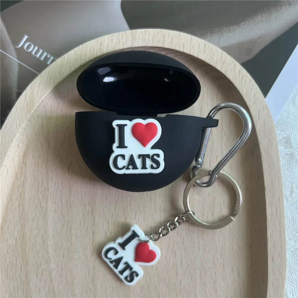 Per OnePlus Nord Buds 3 Pro/Pro 3 Custodia per auricolari con portachiavi Cartoon Cat Auricolari Cover Custodia in silicone carina per OnePlus