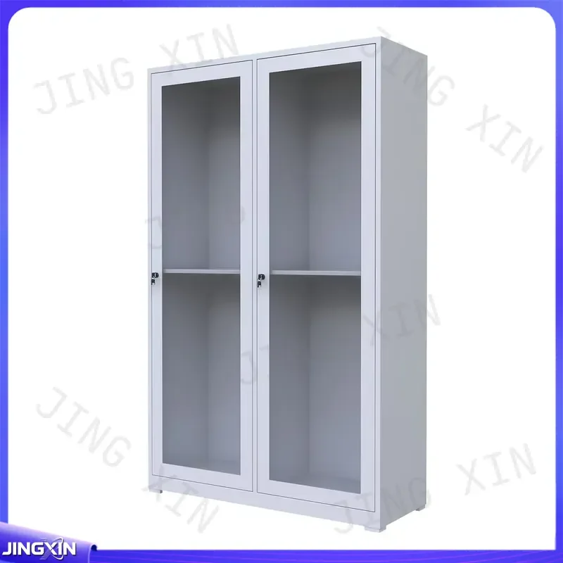 Custom for Two Door Glass Front Metal Filing Cabinet Office Data Storage Document Archive Iron Bookshelf Multi Layer